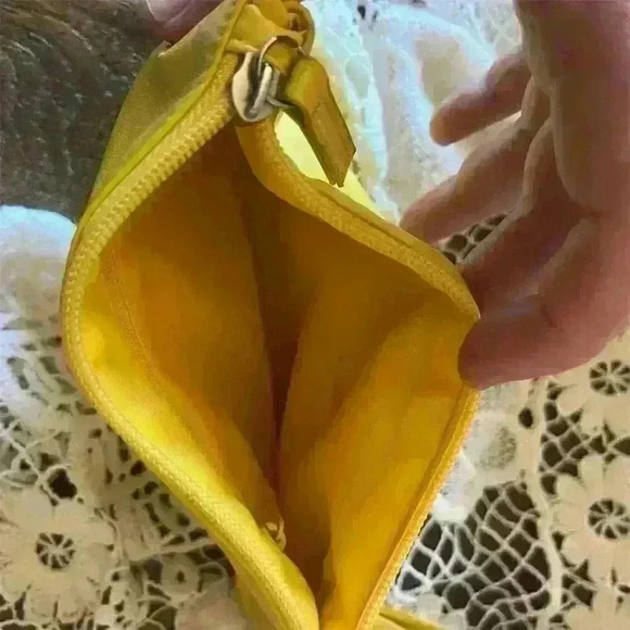 Yellow Faux Leather Wristlet Clutch Bag with Metal Ring Accent - Picture 4 of 7